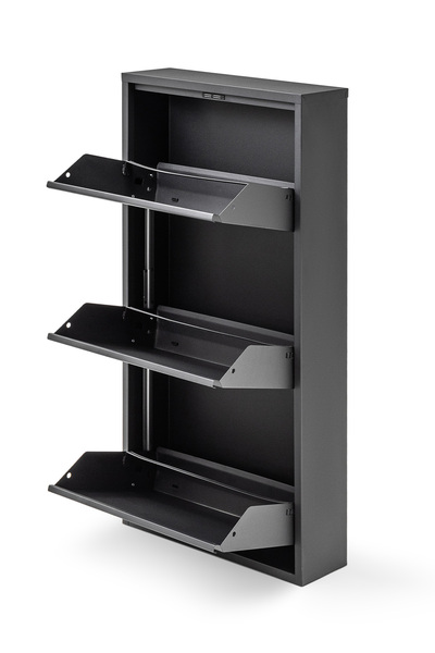 Gaga Mobilya - 3'lü Kilitli Metal Ayakkabılık (siyah)