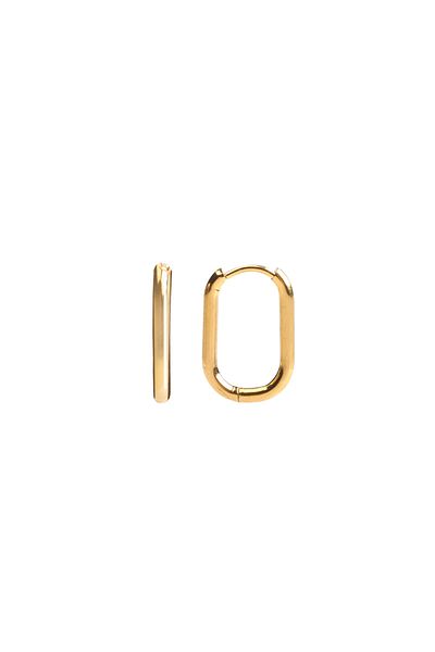 FOURSOLOS Steel Women's Earrings, U Pattern Full Hoop, Gold Color, No:17