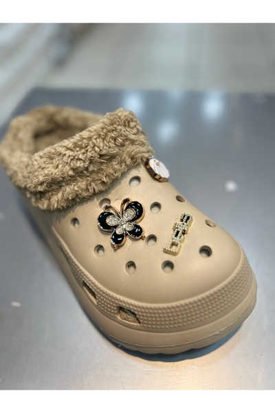 Akınal Bella Woolen Stoned Women's Daily Slippers