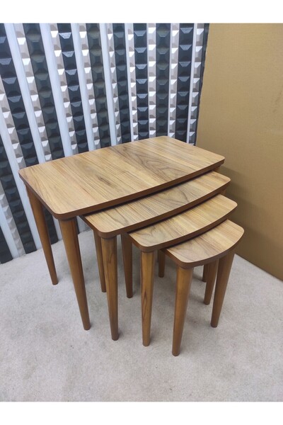 sandıkçı HACI HAFIZ 4 Lü ahşap mdf zigon sehpa ,mdf dörtlü ahşap servis sehpa...