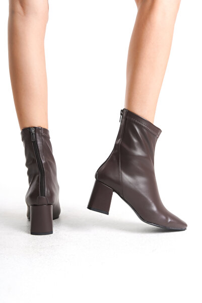 Moda Değirmeni Καφέ Γυναικείες Stretch Μποτάκια BG1171-116-0001