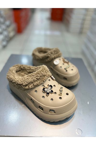 Akınal Bella Woolen Stoned Women's Daily Slippers