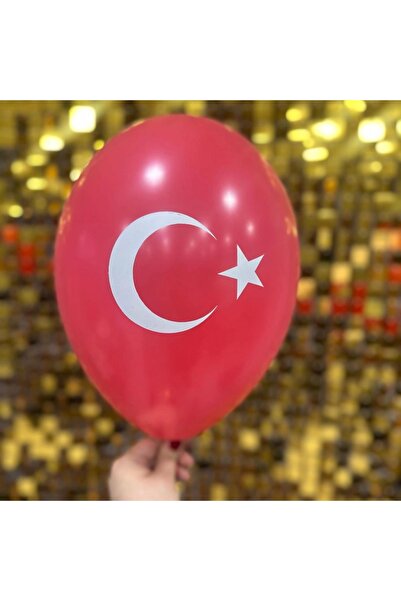 YCK BALON 12" Ay Yıldız Baskılı Balon 1+1 - 100 Adet