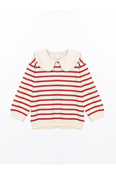 LC Waikiki LW - Bisiklet Yaka Çizgili Kız Çocuk Sweatshirt