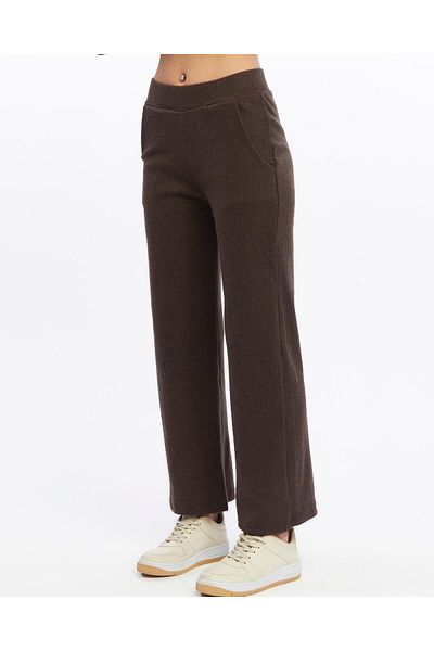 Benisengiydir Women's Relaxed Cut Brown Knitwear Pants