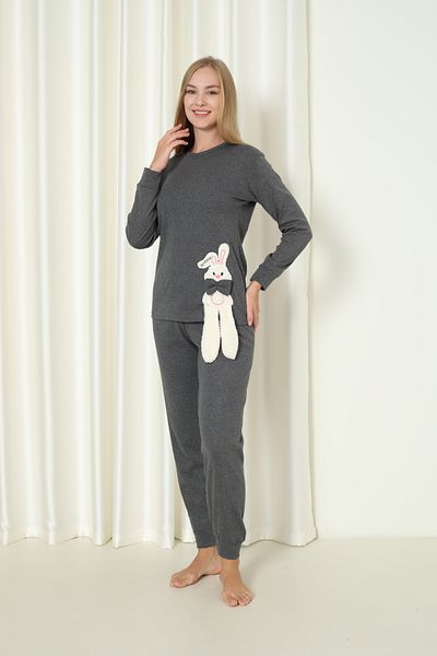 Wordex Fwn 4002 Interlock Winter Rabbit Women's Home Pajamas Set