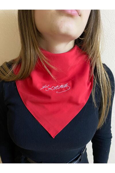 sema aksesuar Ataturk Written Embroidered Scarf and Moon Star Bracelet - Bandana - 23 April, 29 October, 19 May
