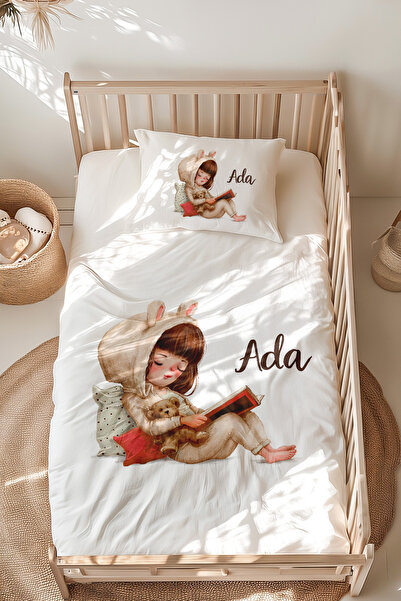 Lilabio %100 Pamuk Isme Özel Isimli Montessori Yatak Nevresim Takımı (100X200...