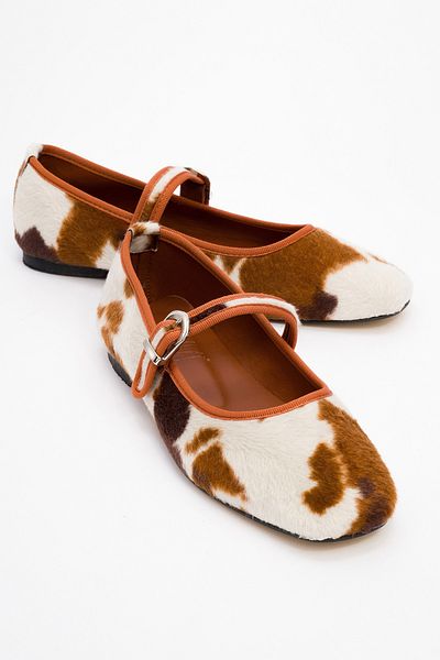 LuviShoes Cruze Tan Patterned Women's Ballerina Shoes