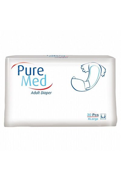 Puremed XL Extra Large Patient Diapers with Waistband, 30 Pieces