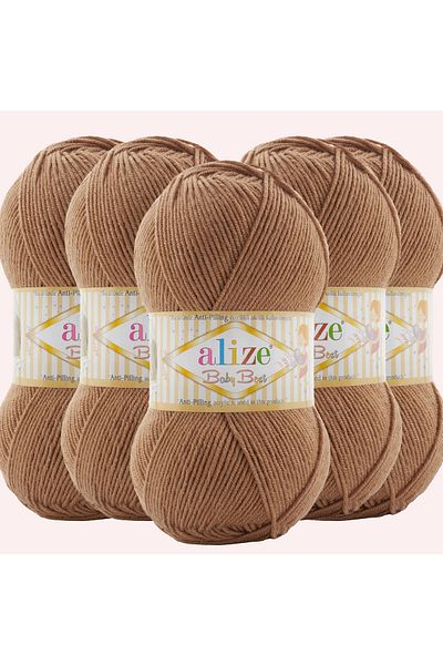 Alize Baby Best 5 Pieces Baby Rope - 10% Bamboo Antipiling, 824 Camel