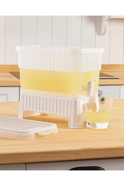 5DM White Refrigerator with Faucet and Stand Water - Lemonade Beverage Dispenser Picnic Can 4 lt