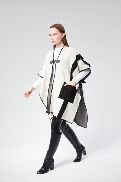 CNR TEKSTİL Bird Eye Detailed Pocket Knit Poncho
