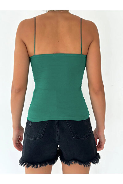 Tam Moda Bluză verde cu bretele de frânghie pentru femei