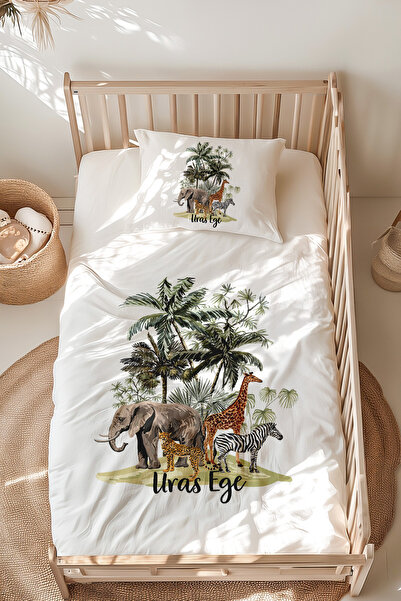 Lilabio %100 Pamuk Isme Özel Isimli Montessori Yatak Nevresim Takımı (100X200...