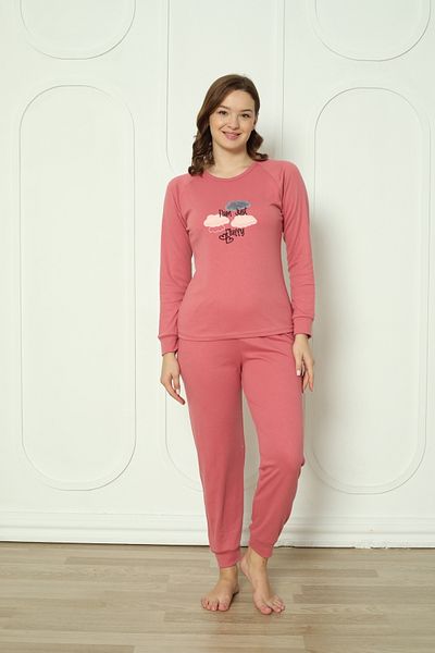 Wordex Fwn 4006 Interlock Winter Cloud Patterned Women's Pajamas Set