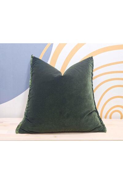 Duvarline Catifea verde smarald - Husă de pernă cu volane