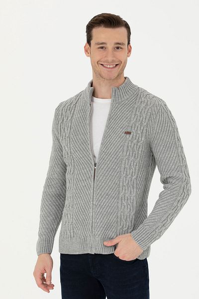 U.S. Polo Assn. Men's Gray Melange Knitwear Cardigan 50270978 -Vr086
