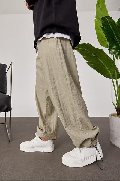 NOMARC 5279 Drawstring Loose Cream Trousers
