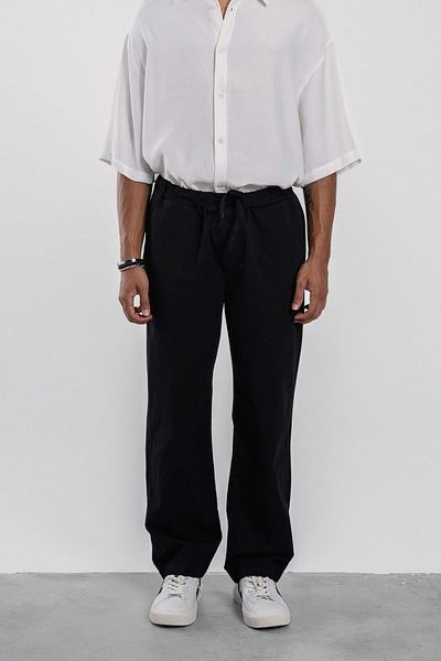 NOMARC Gabardine Fabric - Μαύρο Loose Fit Παντελόνι