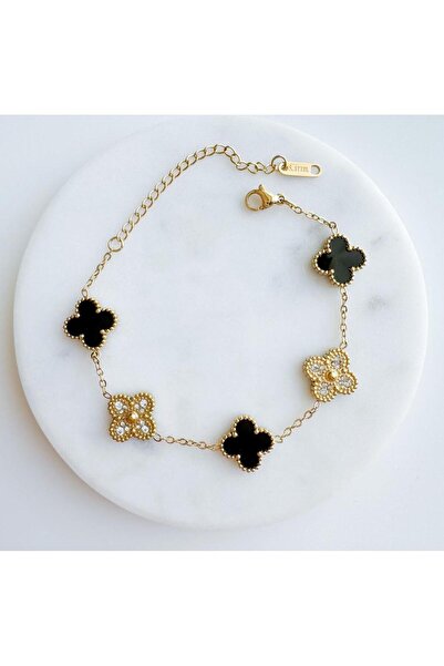 shop Siyah Yonca Bileklik
