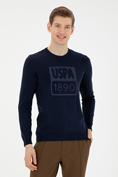 U.S. Polo Assn. سترة رجالية باللون الأزرق الداكن برقبة دائرية 50271035-VR033