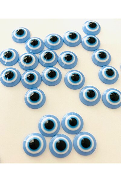 312 KONSEPT 50 τεμάχια 10 χιλιοστών πλαστικές επίπεδες χάντρες με μπλε διακοσ...