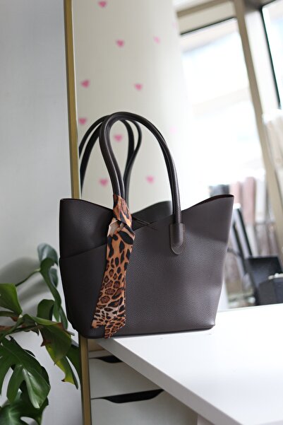 Moom Bag Γυναικείο κασκόλ Bitter Brown Leopard Λεπτομερής τσάντα ώμου μεγάλου μεγέθους