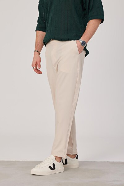 NOMARC Paraşüt Kumaş Krem Havuç Kesim Pantolon