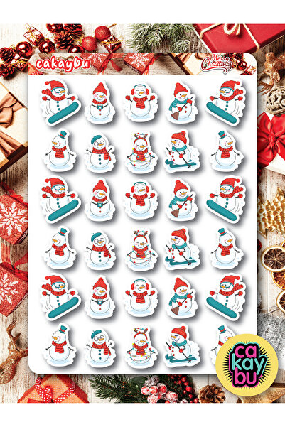 cakaybu Set de autocolante cu om de zăpadă de Crăciun (de Anul Nou) 1 foaie d...