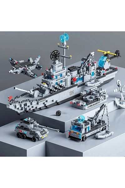 Choice No Box Huge Size 1560pcs Navy War Ship Army Ship Model Warship 6 In 1 Multi-shape Combination Buildi