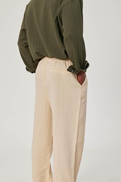NOMARC Παντελόνι από λινό κρεμ χαλαρή εφαρμογή