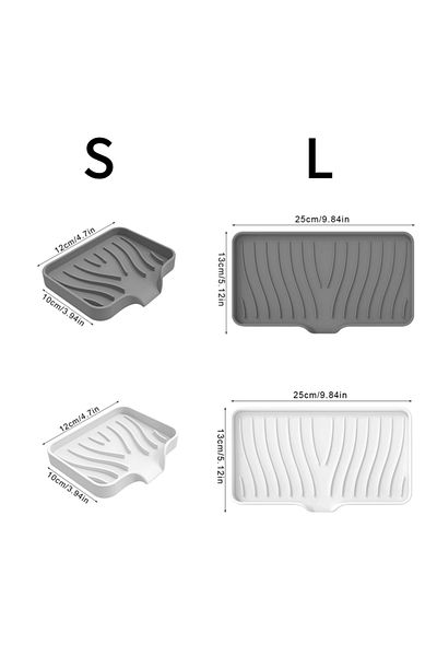 choice2 L 25cm-9.84in Gray Kitchen Sink Sponge Holder Silicone Soap Dish Bar Soap Holder Self Draining Anti-