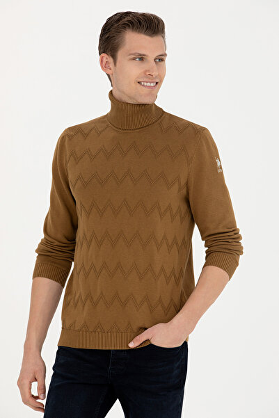 U.S. Polo Assn. Ανδρικό πουλόβερ ανοιχτό χακί 50270980-VR183