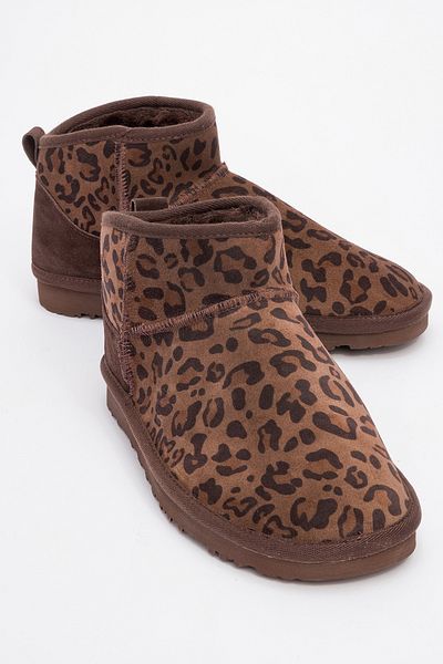 LuviShoes Γυναικεία μποτάκια ZAZ με καφέ σχέδιο από γνήσιο δέρμα