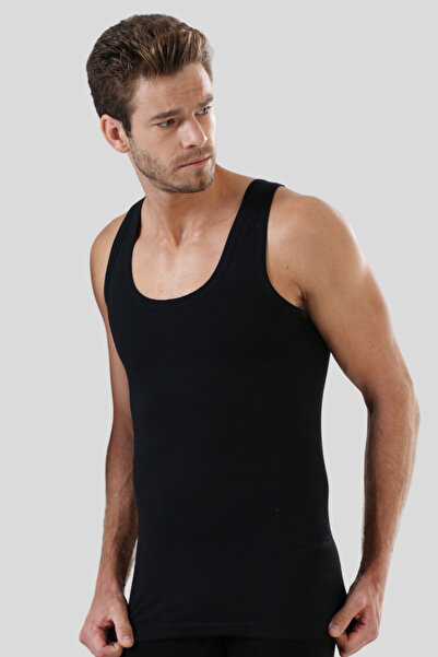 Arma Yıldız Men's Black Lycra Singlet 3 Pack Stretchy, Comfortable, Body-Fitting Underwear