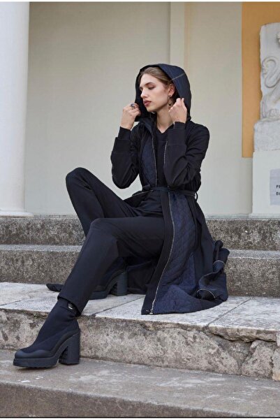 MissWhence Mi̇sswhence Black Hooded Cap - 36501 Model