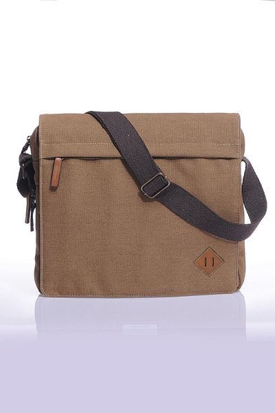 By Hakan Μπεζ Gk12 Canvas Messenger Οριζόντια τσάντα χιαστί