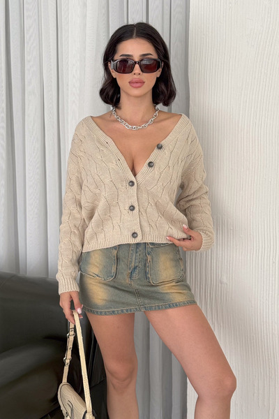 sportiness Sportines 5 Button Knitted Patterned Cardigan