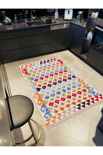 Rugs Modern Halı Güney Koleksiyonu Çok Renkli Geometrik Motifli Desenli Vinta...