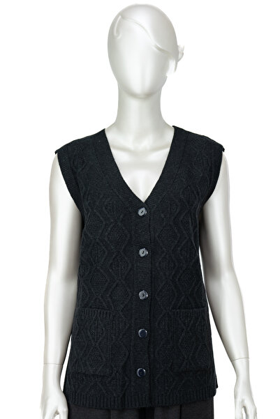 Oppland Жіночий класичний вовняний жилет з двома кишенями, зручний крій, повний фасон, застібка спереду, не пушиться, етнічний