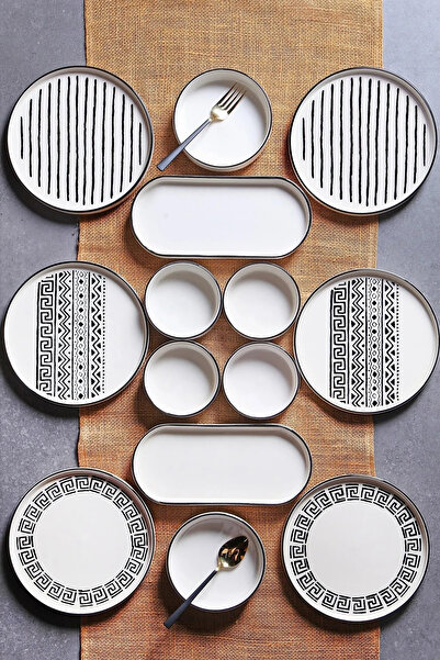 Heda Porselen Sio Savior 14-Piece 6-Person Ceramic Breakfast Set