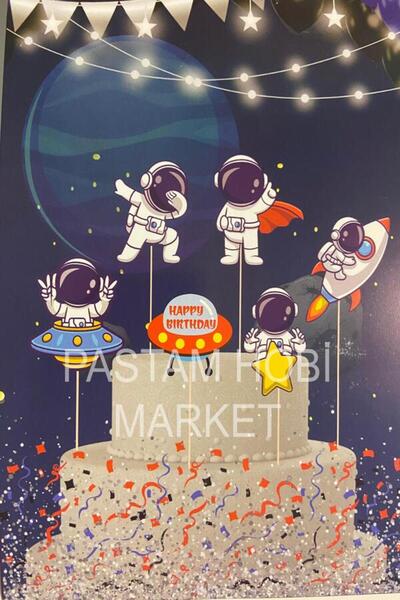 Pastam Hobi Market Uzay gezegen tema pasta üzeri figür süs set