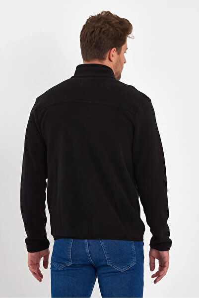 Rodi Jeans Men's Black Side Pocket Micro Fleece Standing Yak Zippered Cardigan