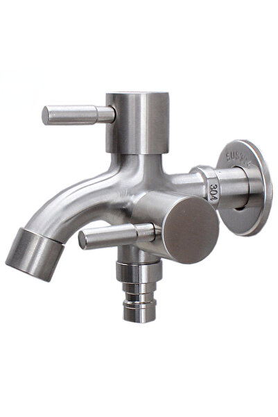 Choice Stainless steel brushed 304 stainless steel faucet lengthened one into two out multi-function double