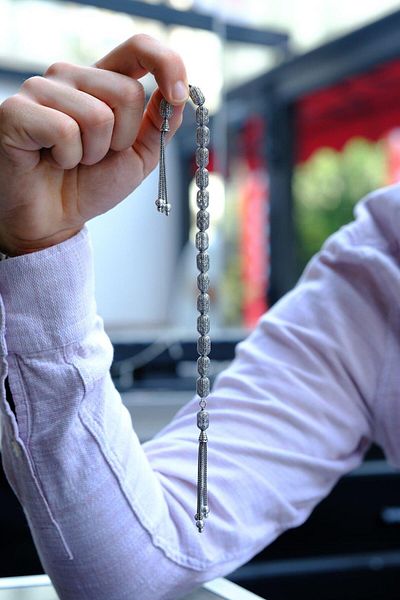 dergah tesbih Carved Workmanship Full Silver Design Zaza Rosary