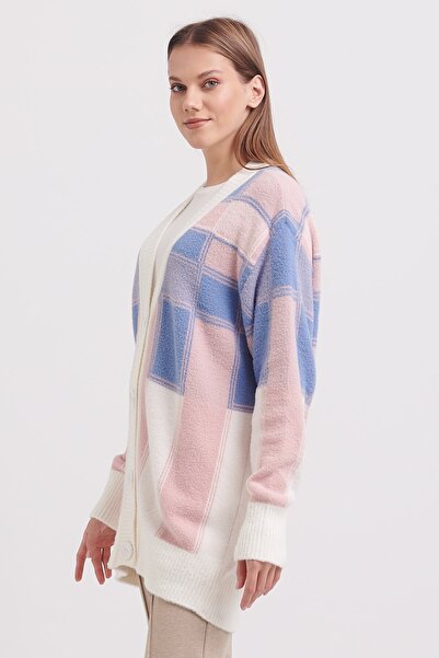 ON V Yaka Desenli Triko Hırka