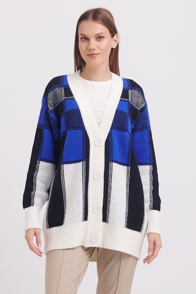 on V-Neck Patterned Knitwear Cardigan