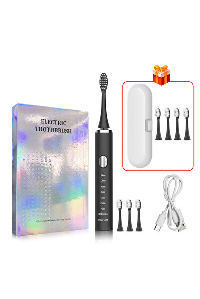 Choice4 Black Kit Electric Toothbrush For Teeth Brushes Sonic Vibration Denta...
