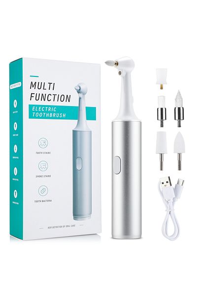 Choice WHITE 5 In 1 Electric Tooth Polisher USB Rechargeable Dental Scaler Toothbrush Tartar Plaque Calculu